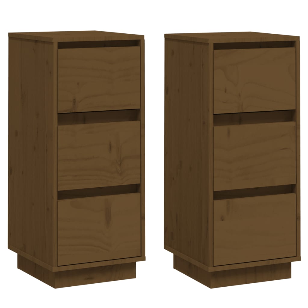 vidaXL Buffets 2 pcs. marron miel 32x34x75 cm Bois de pin massif