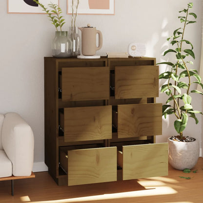 vidaXL Buffets 2 pcs. marron miel 32x34x75 cm Bois de pin massif