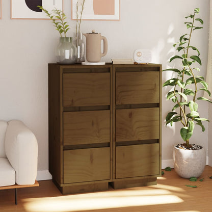 vidaXL Buffets 2 pcs. marron miel 32x34x75 cm Bois de pin massif
