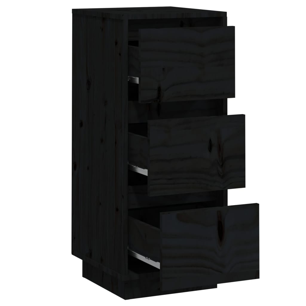 vidaXL Commodes 2 pcs Noir 32x34x75 cm Bois de pin massif