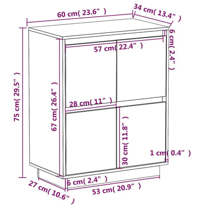 vidaXL Buffet 60x34x75 cm Bois de pin massif