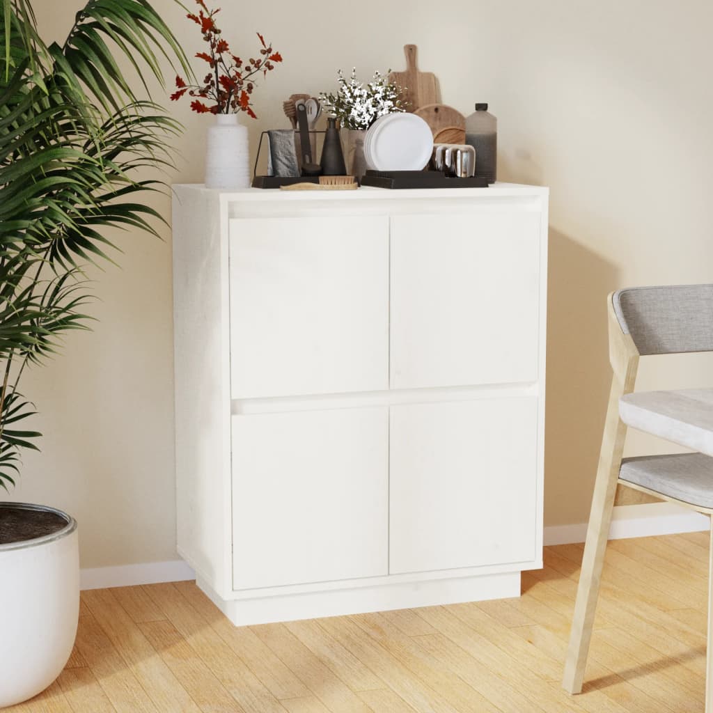 vidaXL Commode blanche 60x34x75 cm Bois de pin massif