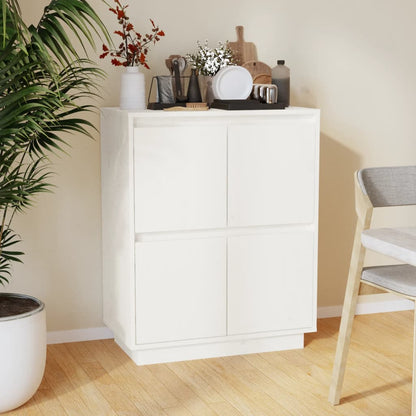 vidaXL Commode blanche 60x34x75 cm Bois de pin massif