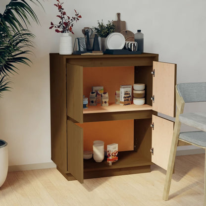 vidaXL Buffet brun miel 60x34x75 cm pin massif