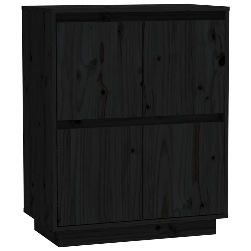 vidaXL Bahut noir 60x34x75 cm Bois de pin massif