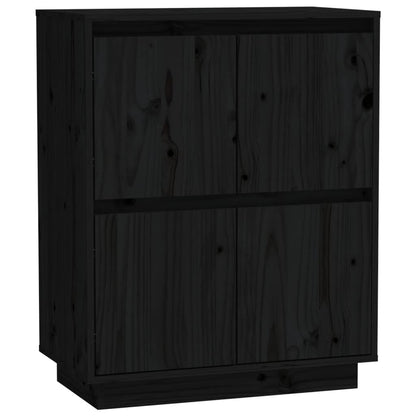 vidaXL Bahut noir 60x34x75 cm Bois de pin massif