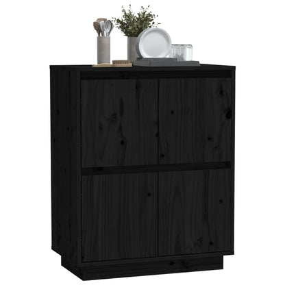 vidaXL Bahut noir 60x34x75 cm Bois de pin massif
