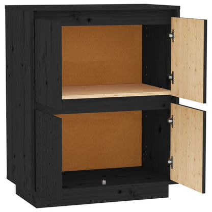 vidaXL Bahut noir 60x34x75 cm Bois de pin massif