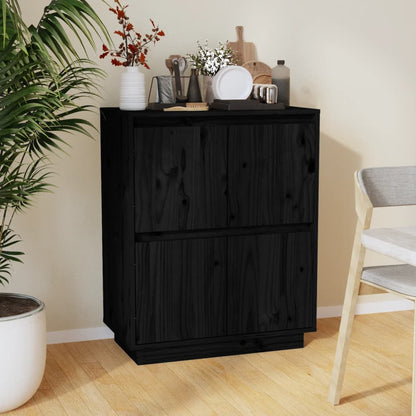 vidaXL Bahut noir 60x34x75 cm Bois de pin massif