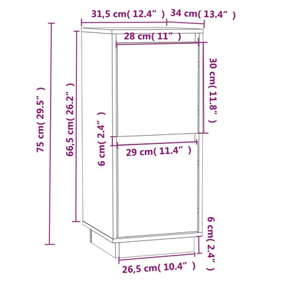 vidaXL Commodes 2 pcs 31,5x34x75 cm Bois de pin massif