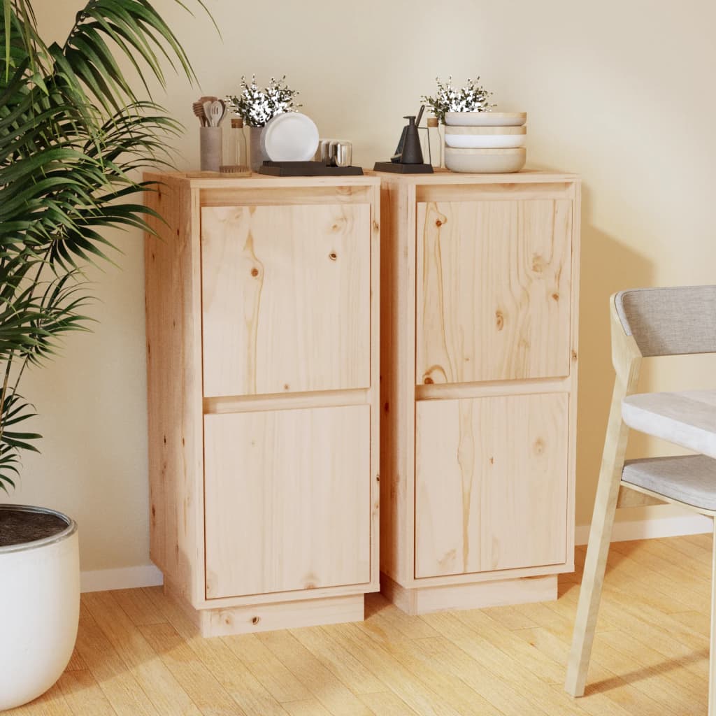 vidaXL Commodes 2 pcs 31,5x34x75 cm Bois de pin massif