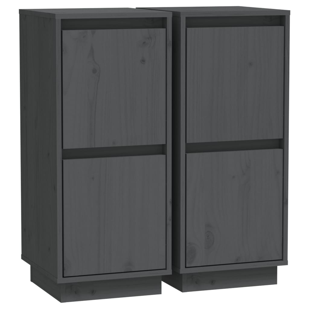 vidaXL Buffets 2 pcs Gris 31,5x34x75 cm Bois de pin massif