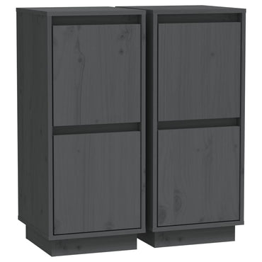 vidaXL Buffets 2 pcs Gris 31,5x34x75 cm Bois de pin massif