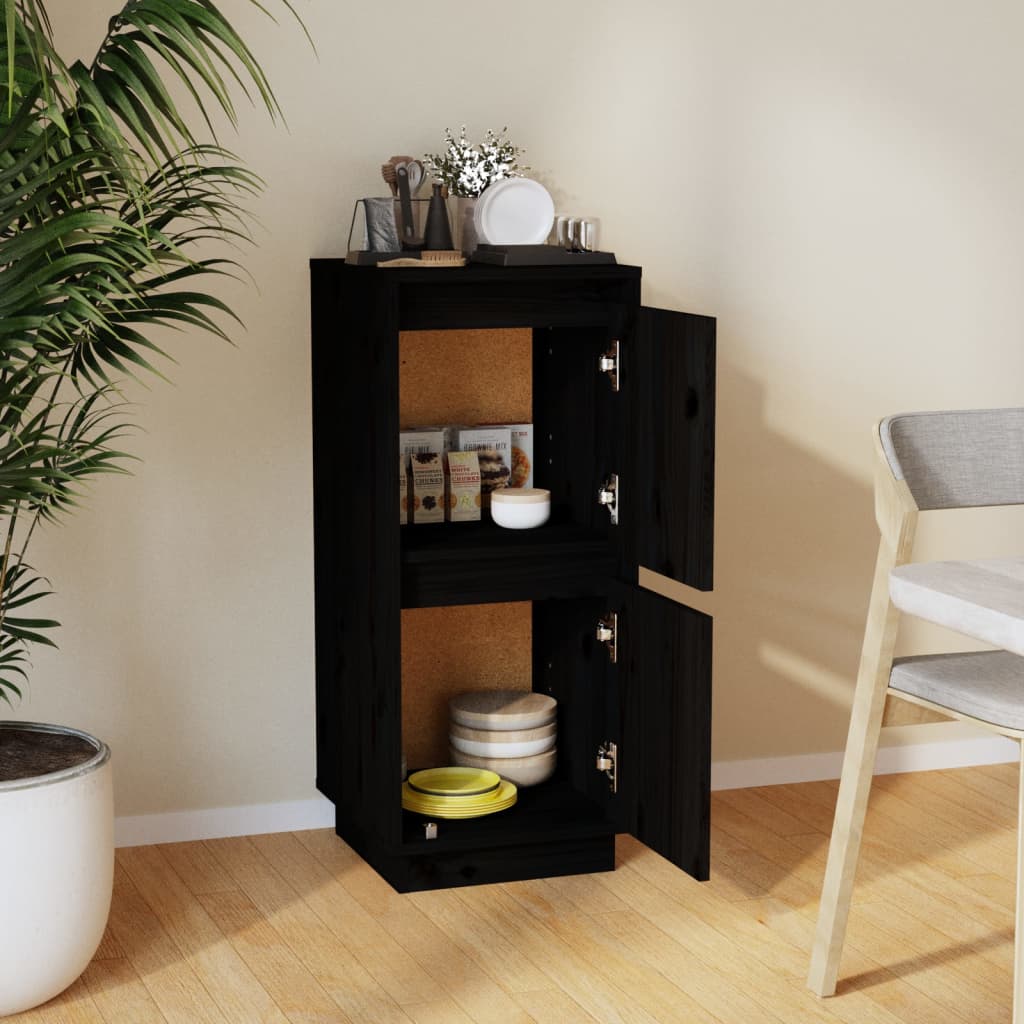 vidaXL Sideboard Schwarz 31,5x34x75 cm Massivholz Kiefer