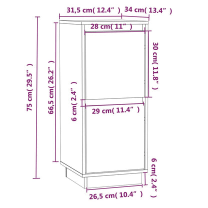 vidaXL Sideboard Schwarz 31,5x34x75 cm Massivholz Kiefer