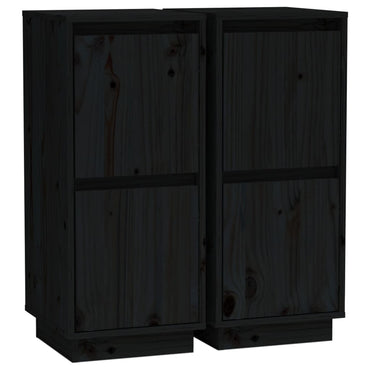 vidaXL Commodes 2 pcs Noir 31,5x34x75 cm Bois de pin massif