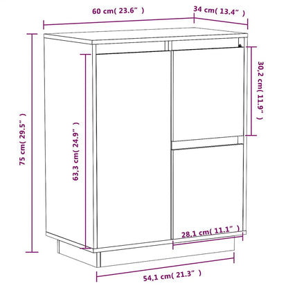 vidaXL Buffet 60x34x75 cm Bois de pin massif
