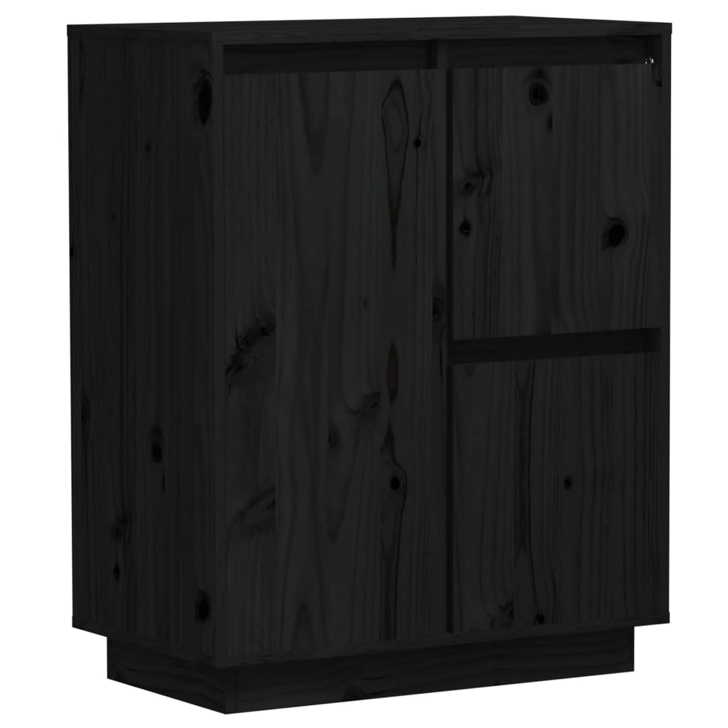 vidaXL Bahut noir 60x34x75 cm Bois de pin massif