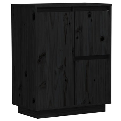 vidaXL Bahut noir 60x34x75 cm Bois de pin massif