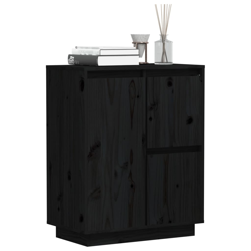 vidaXL Bahut noir 60x34x75 cm Bois de pin massif