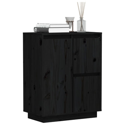 vidaXL Bahut noir 60x34x75 cm Bois de pin massif