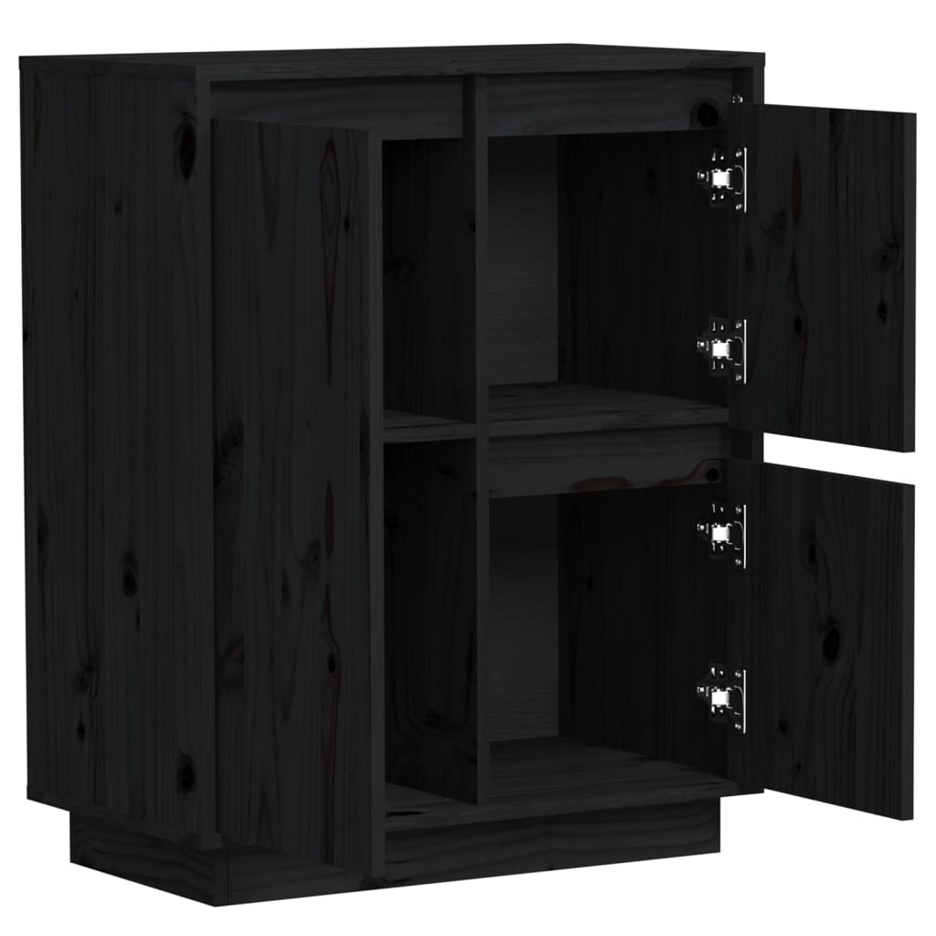 vidaXL Bahut noir 60x34x75 cm Bois de pin massif