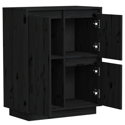 vidaXL Bahut noir 60x34x75 cm Bois de pin massif