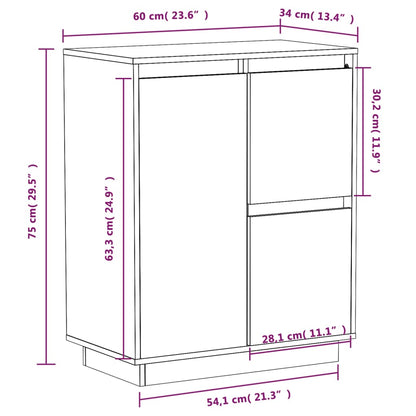 vidaXL Bahut noir 60x34x75 cm Bois de pin massif