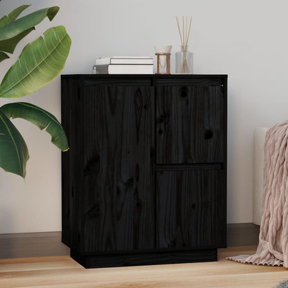 vidaXL Bahut noir 60x34x75 cm Bois de pin massif