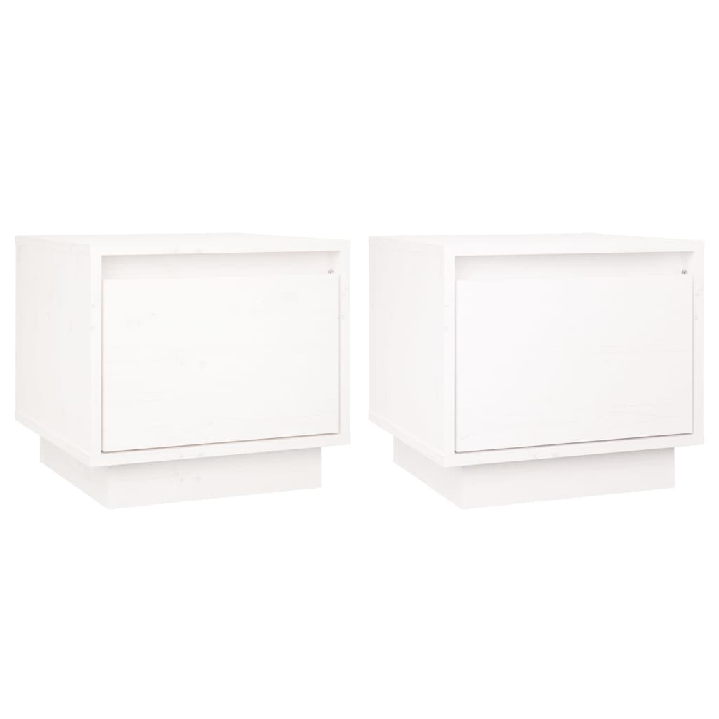 vidaXL Nachttische 2 Stk. Weiß 35x34x32 cm Massivholz Kiefer