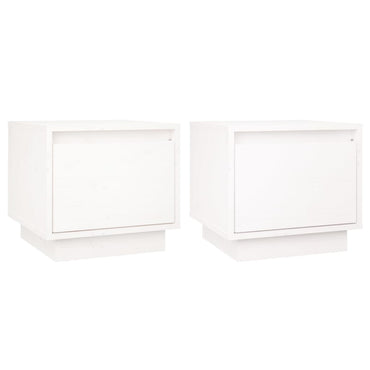 vidaXL Nachttische 2 Stk. Weiß 35x34x32 cm Massivholz Kiefer