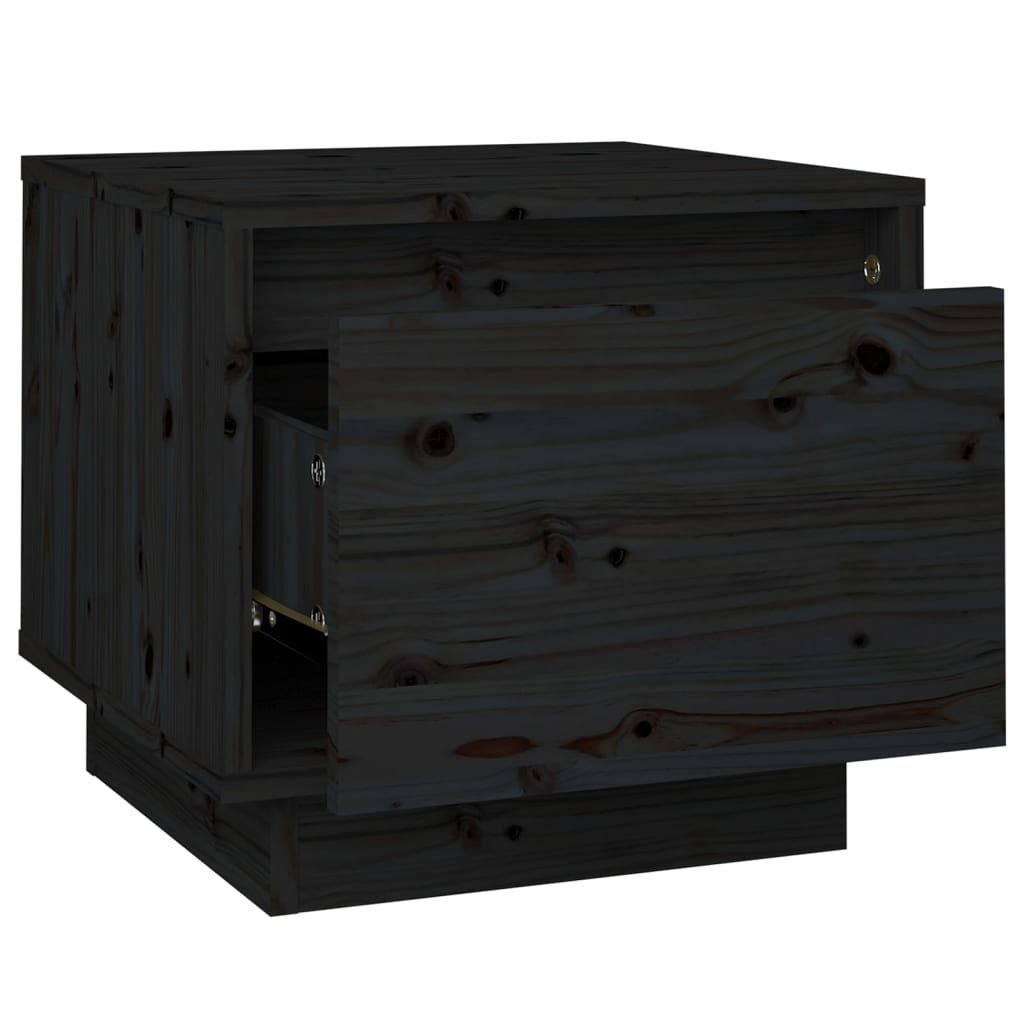 vidaXL Nachttische 2 Stk. Schwarz 35x34x32 cm Massivholz Kiefer