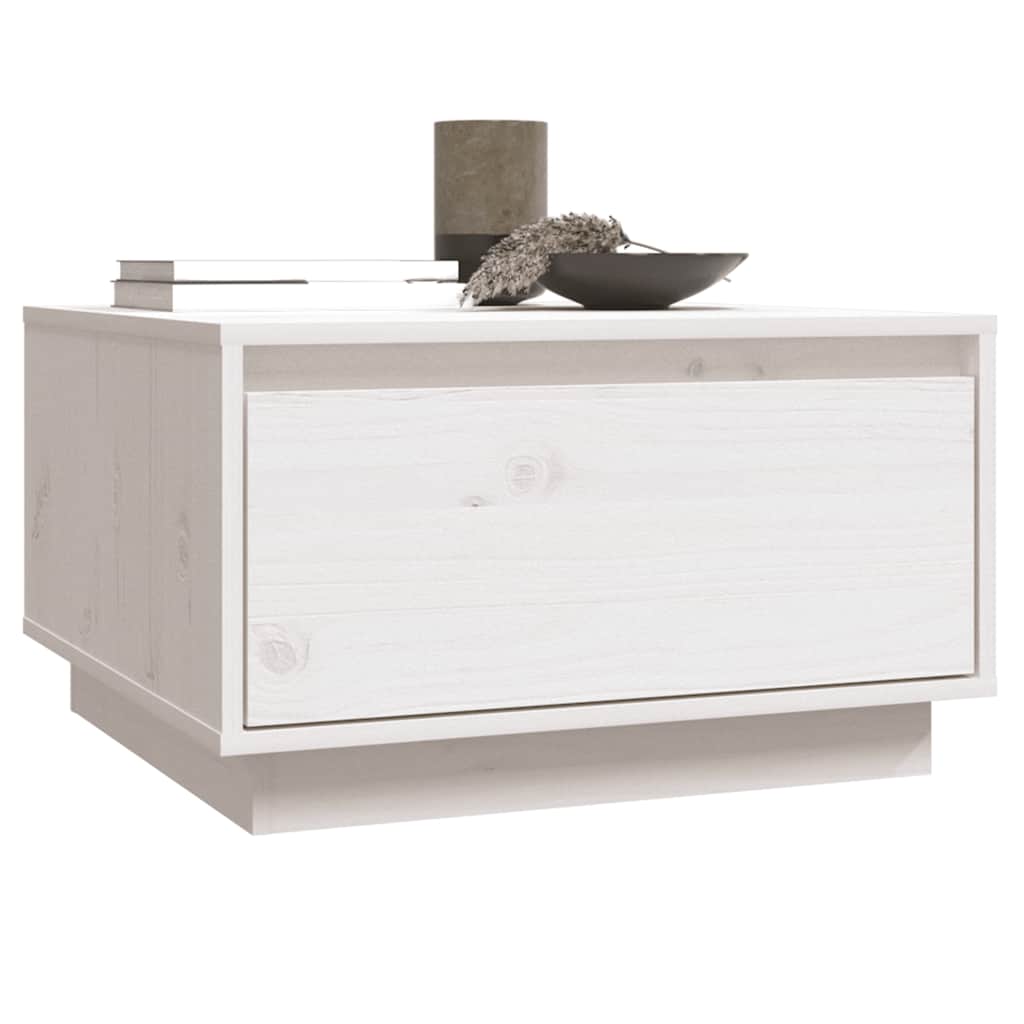 vidaXL Couchtisch Weiß 55x56x32 cm Massivholz Kiefer