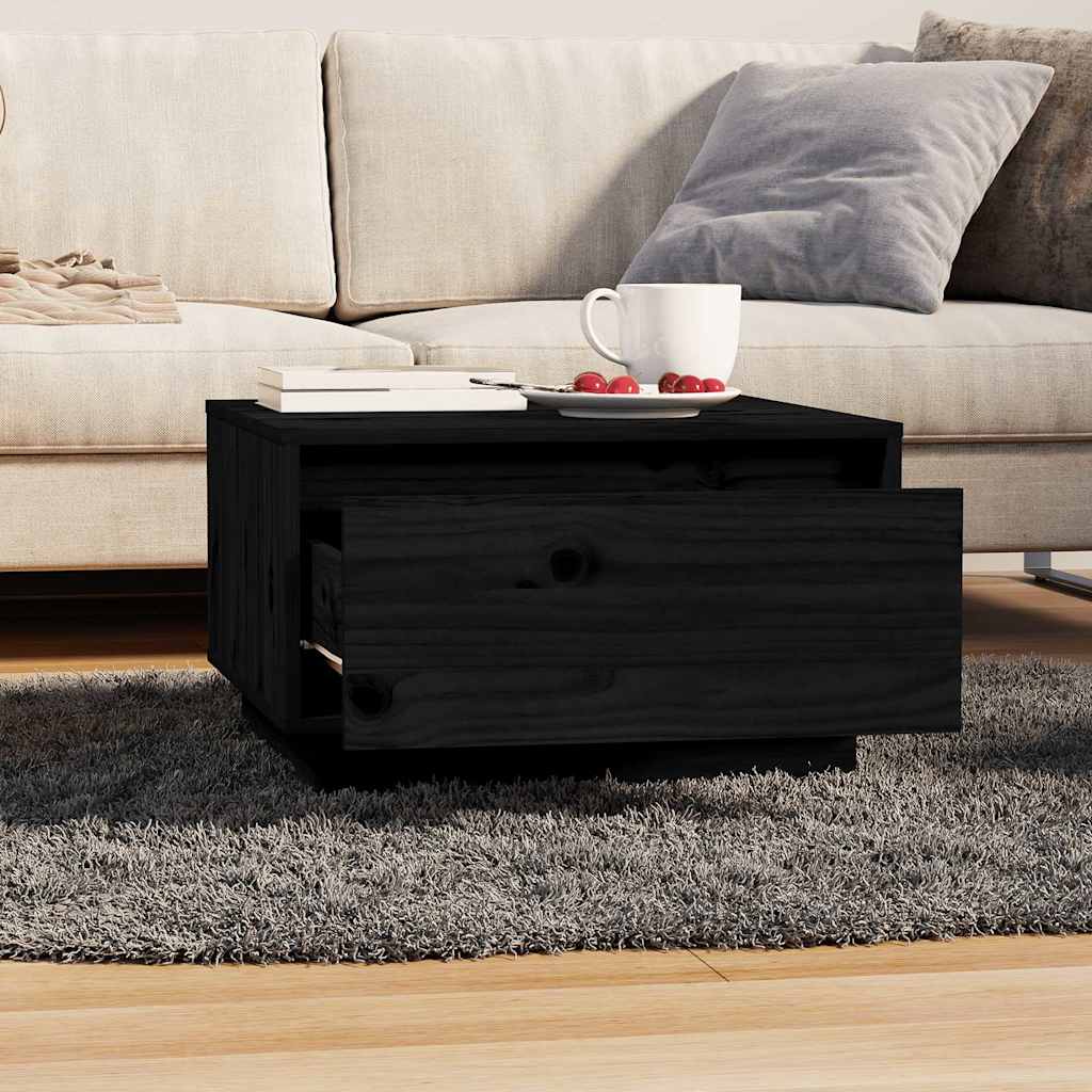 vidaXL Couchtisch Schwarz 55x56x32 cm Massivholz Kiefer