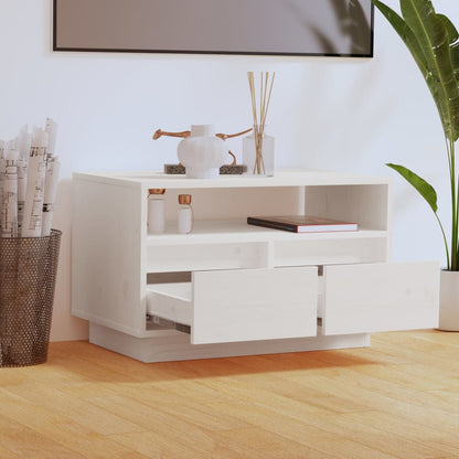 vidaXL TV-Schrank Weiß 60x35x37 cm Massivholz Kiefer