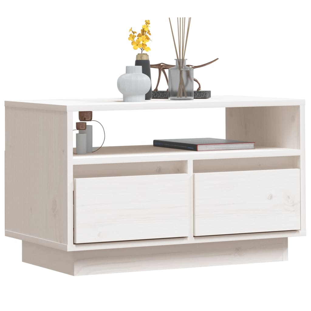 vidaXL TV-Schrank Weiß 60x35x37 cm Massivholz Kiefer