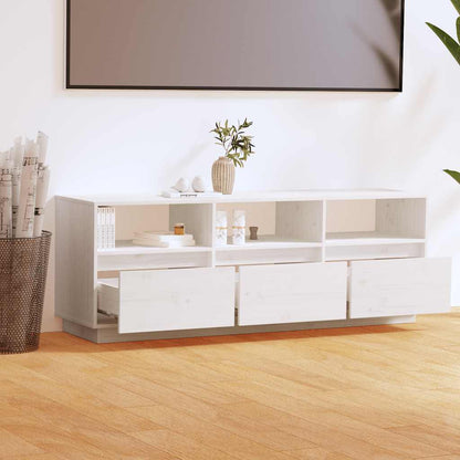 vidaXL TV-Schrank Weiß 140x37x50 cm Massivholz Kiefer