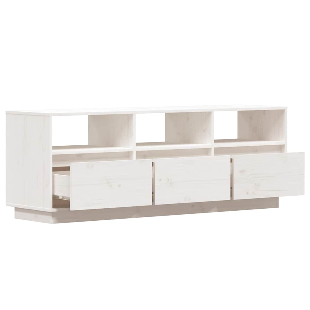 vidaXL TV-Schrank Weiß 140x37x50 cm Massivholz Kiefer