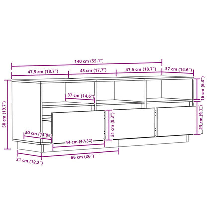 vidaXL TV-Schrank Weiß 140x37x50 cm Massivholz Kiefer