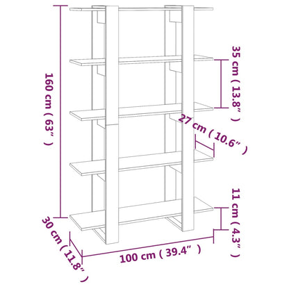 vidaXL Bücherregal/Raumteiler Betongrau 100x30x160 cm