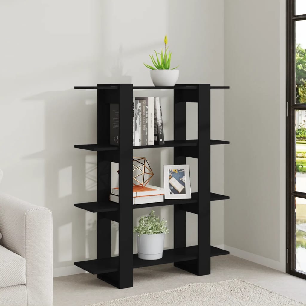 vidaXL Bücherregal/Raumteiler Schwarz 100x30x123,5 cm