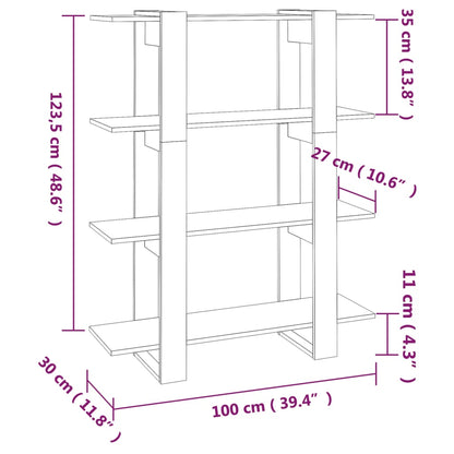 vidaXL Bücherregal/Raumteiler Schwarz 100x30x123,5 cm