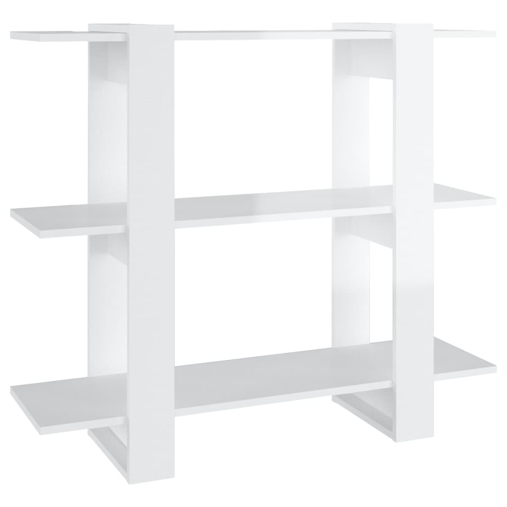 vidaXL Bücherregal/Raumteiler Hochglanz-Weiß 100x30x87 cm