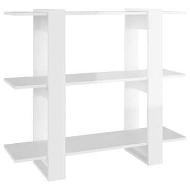 vidaXL Bücherregal/Raumteiler Hochglanz-Weiß 100x30x87 cm