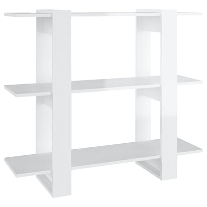 vidaXL Bücherregal/Raumteiler Hochglanz-Weiß 100x30x87 cm