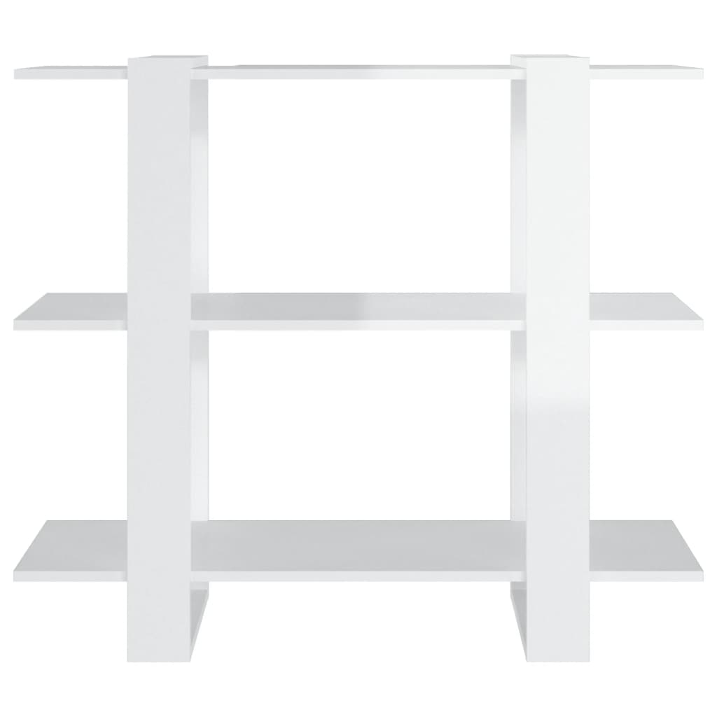 vidaXL Bücherregal/Raumteiler Hochglanz-Weiß 100x30x87 cm