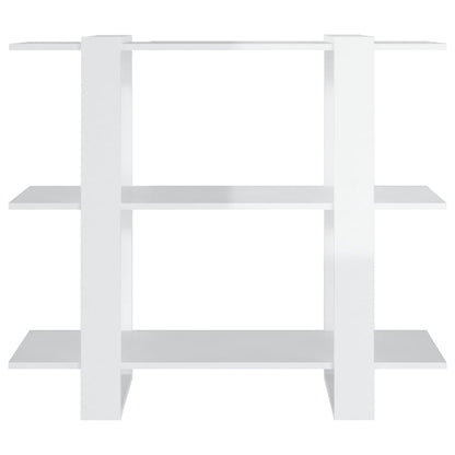 vidaXL Bücherregal/Raumteiler Hochglanz-Weiß 100x30x87 cm