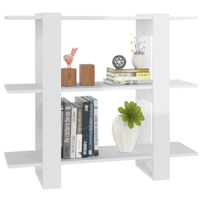 vidaXL Bücherregal/Raumteiler Hochglanz-Weiß 100x30x87 cm