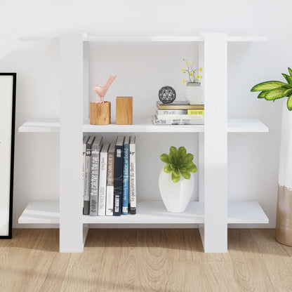 vidaXL Bücherregal/Raumteiler Hochglanz-Weiß 100x30x87 cm