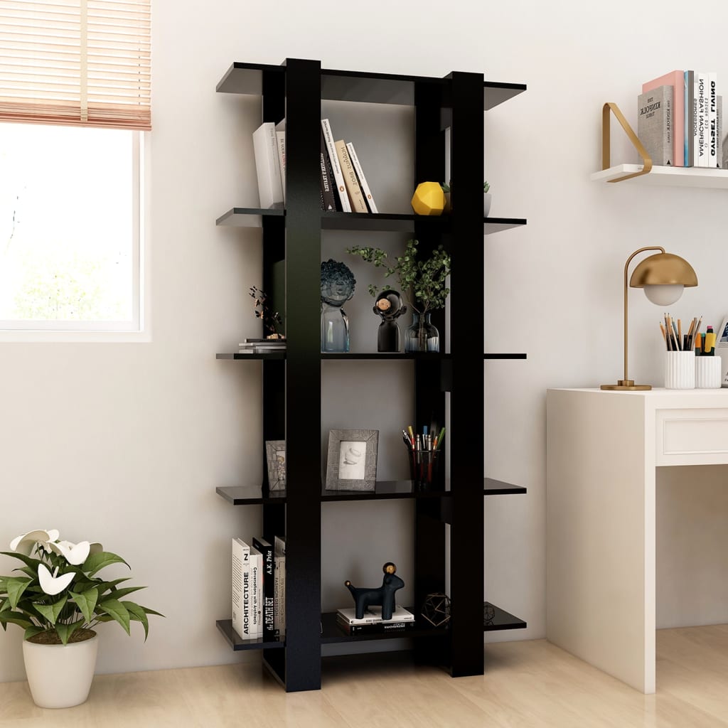 vidaXL Bibliothèque/Séparateur de pièce Noir 80x30x160 cm Bois d'ingénierie